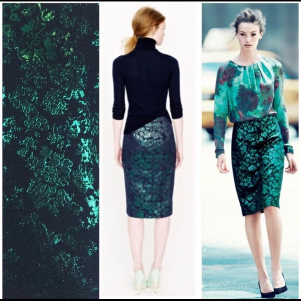 Metallic Floral Brocade pencil skirt